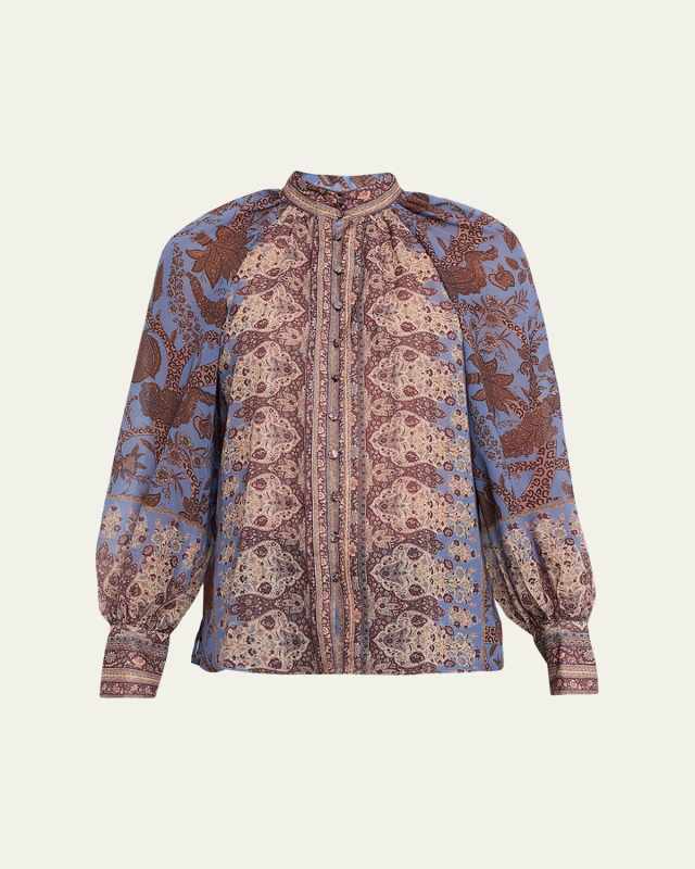 Solace Ruched Floral-Print Blouse